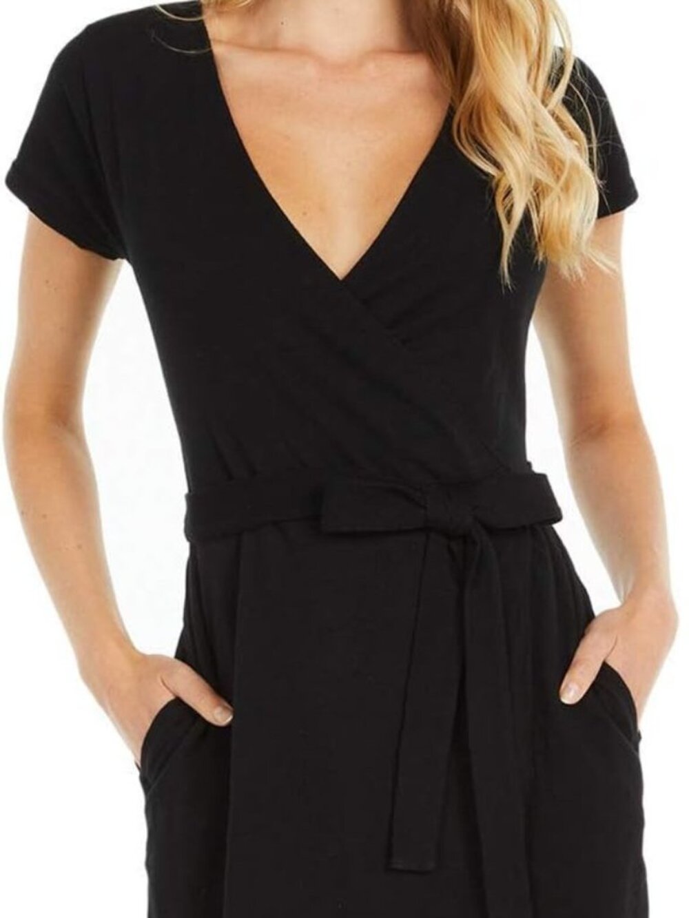 Pact Women's Black Wrap Mini Dress